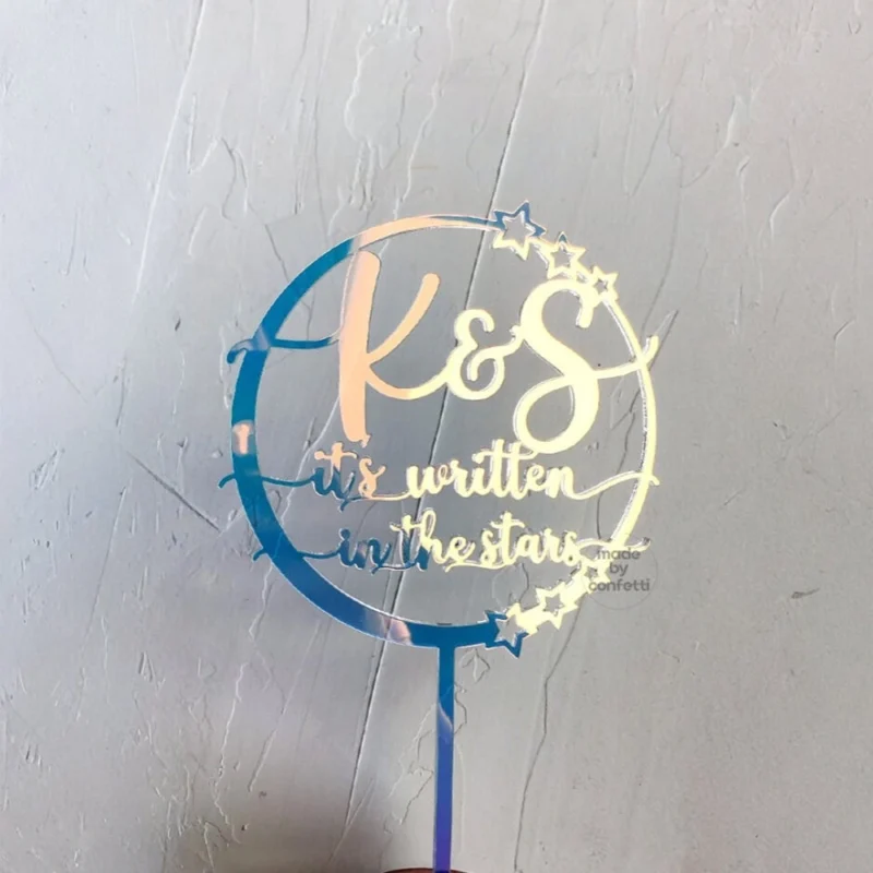 Couple's Names on Star - Wedding, Anniversary & Engagement Cake Topper