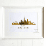 Gold foiled Dubai skyline frame