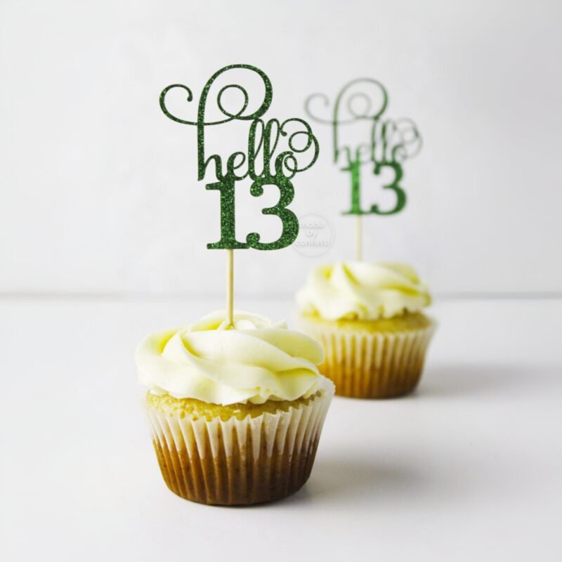Hello 13 Taller Message Birthday Cup Cake Topper
